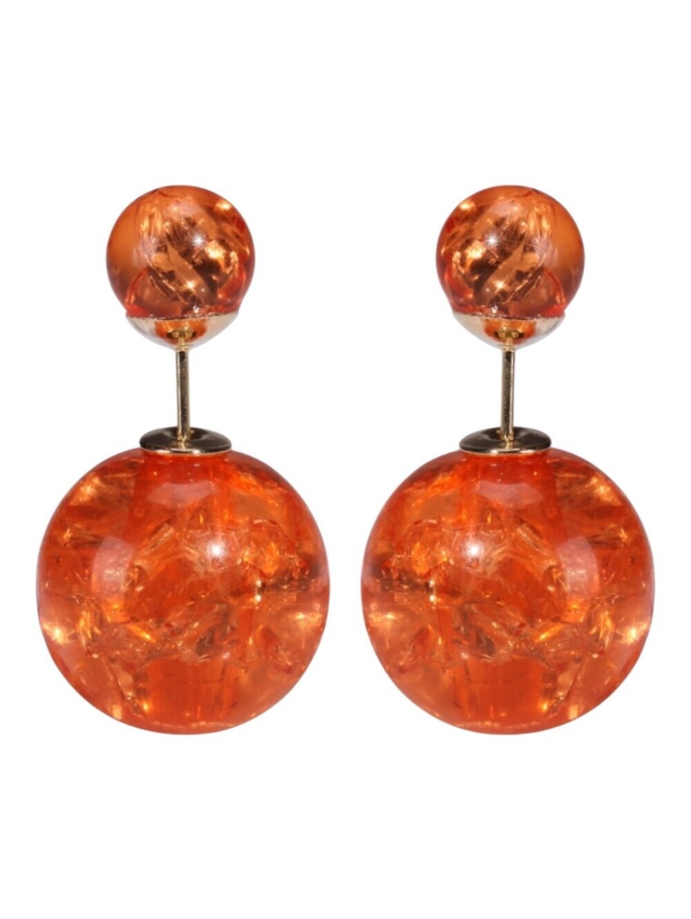 Adell Orange Double Ball Drop Earrings by Tribal